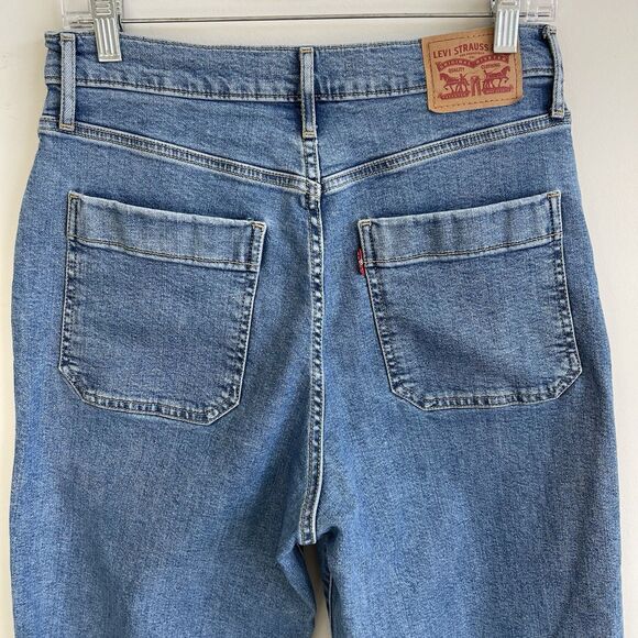 Levis Mile High Cropped Wide Leg Jeans Women 29 Button Fly Vtg Style Festival - Picture 6 of 14